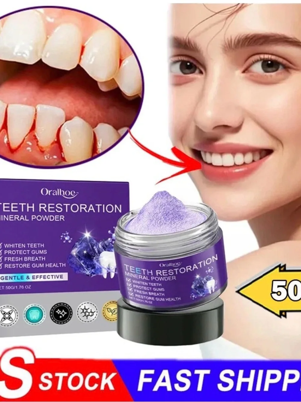 Dental Restoration Mineral Tooth Powder Whitening QTY TWO 2 NEW